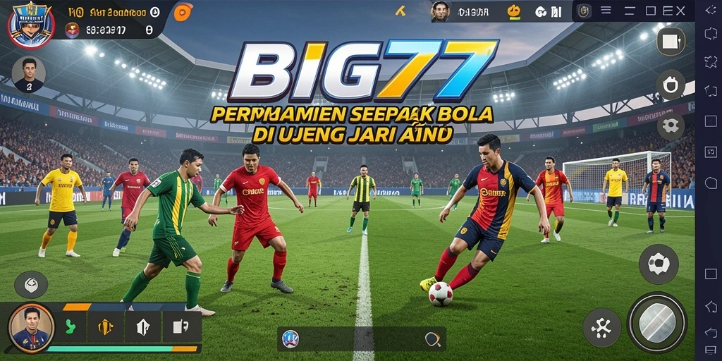 Tampilan gameplay menarik dari BIG77 yang menggambarkan aksi sepak bola yang intens.