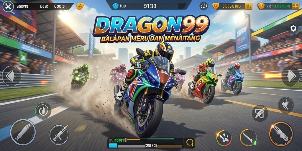 Tampilan seru gameplay balapan motor di DRAGON99.