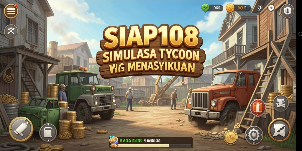 Tangkapan layar utama SIAP108 menampilkan gameplay simulasi Tycoon.