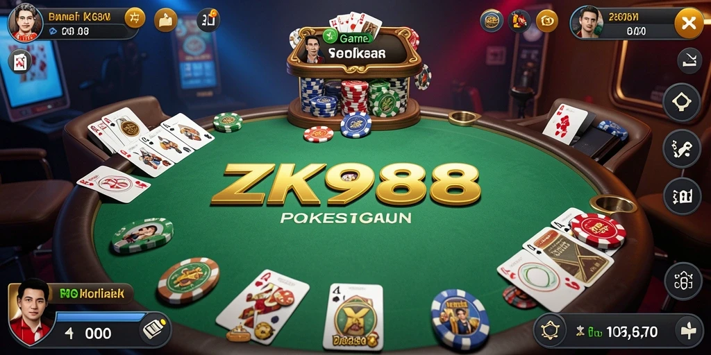 Tampilan gameplay Poker ZK988 dengan grafis yang menarik dan interaksi sosial.